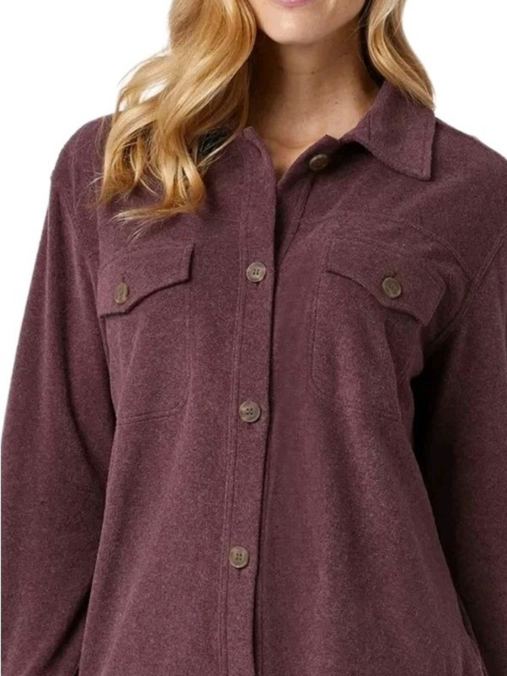 NWOT 32 Degrees Heat Women's Relaxed Fit Long Sleeve Button-Up Shirt Size Small - Picture 4 of 8